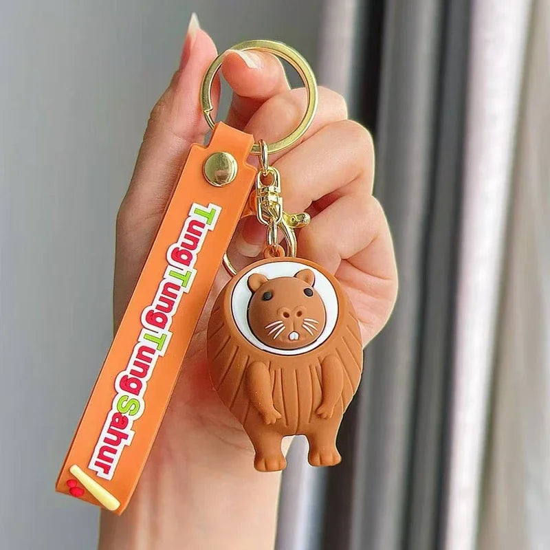 Tralalero Tralalas Keychain Italian Brainrot Tungtung Sahur Car Key Ring Figures Cappuccino Toy Keychains Bag Pendant Decor Gift