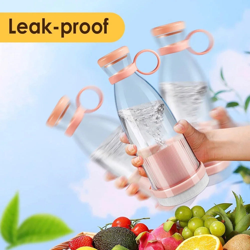 Portable Blender Personal Juicer Cup Mini USB Rechargeable Electric Fruit Smoothie Milkshake Shaker Mixer Machine 350ML (Pink)