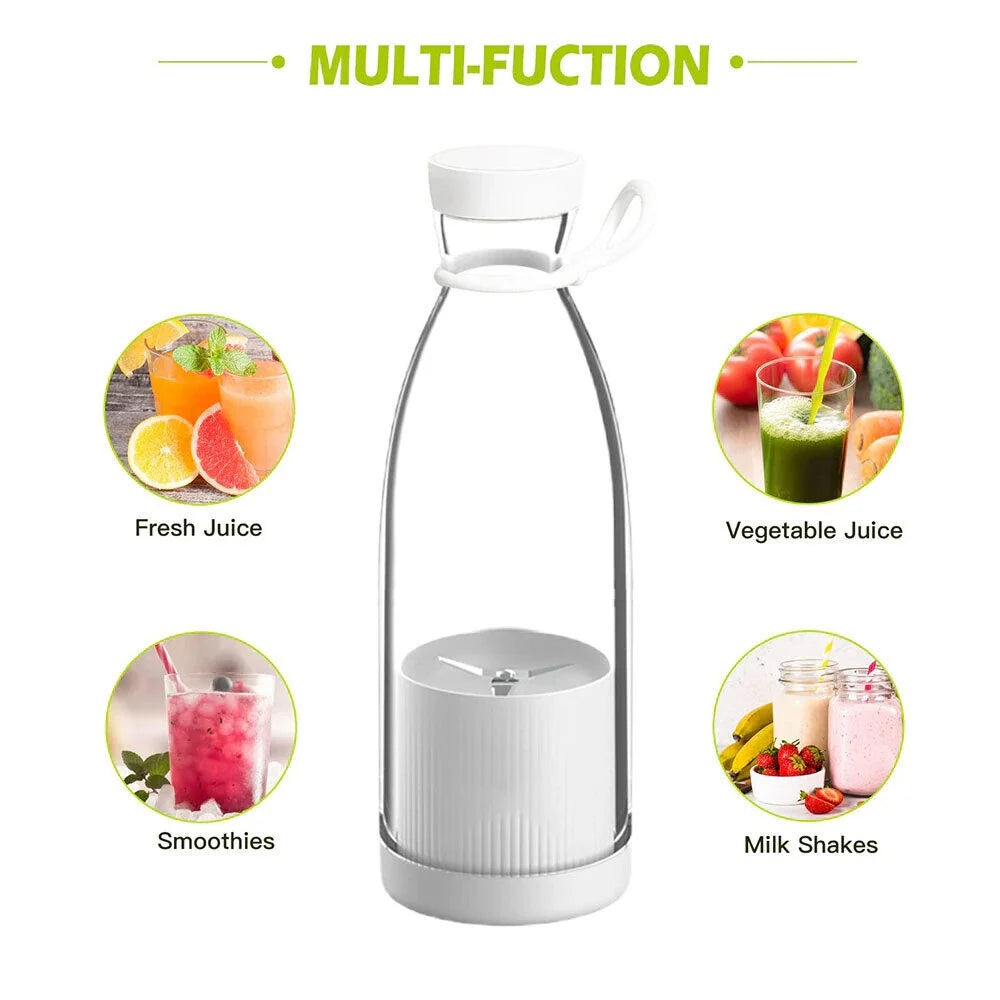 Portable Blender Personal Juicer Cup Mini USB Rechargeable Electric Fruit Smoothie Milkshake Shaker Mixer Machine 350ML (Pink)