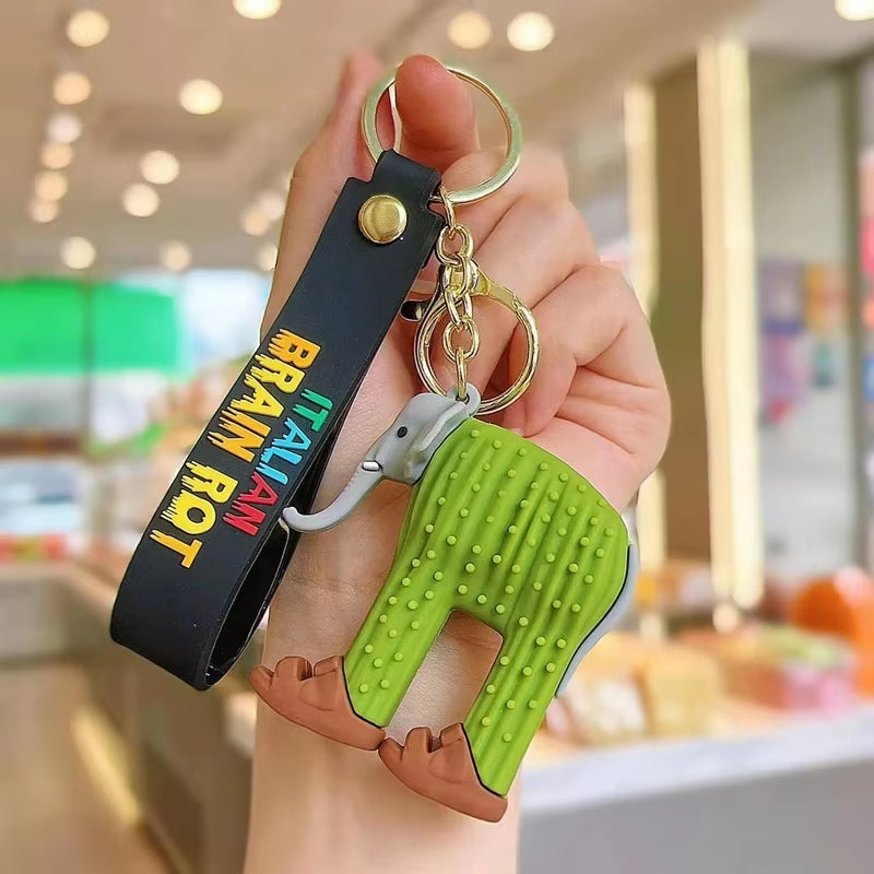 Tralalero Tralalas Keychain Italian Brainrot Tungtung Sahur Car Key Ring Figures Cappuccino Toy Keychains Bag Pendant Decor Gift