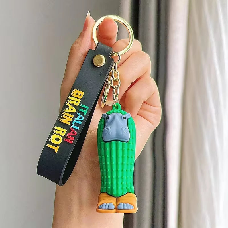 Tralalero Tralalas Keychain Italian Brainrot Tungtung Sahur Car Key Ring Figures Cappuccino Toy Keychains Bag Pendant Decor Gift