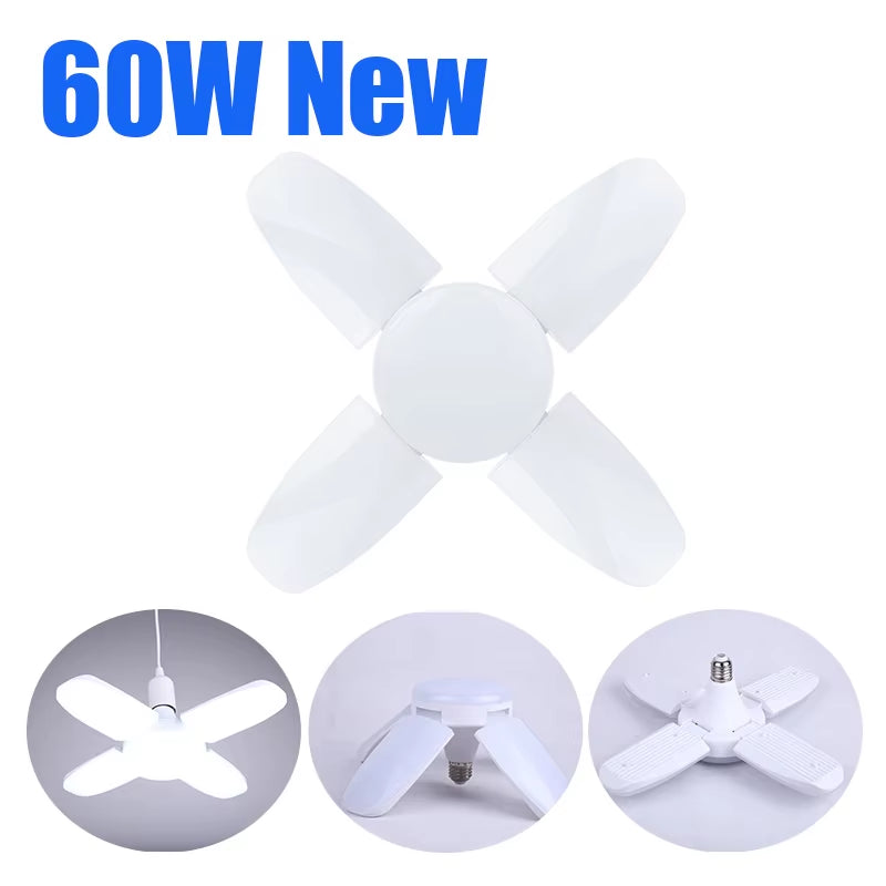 Led Bulb E27 Led Lamp for Home 220V 30W 45W 60W 80W Foldable Fan Lampara 6500K Light Bulbs for House Living Room Garage Lighting