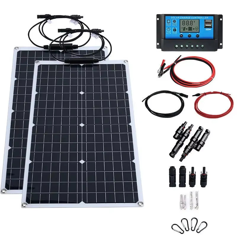 4000W Solar Panel with Power Inverter 12V-110V/220V Solar Panel Inverter Kit Home and Outdoor Camping Solar System