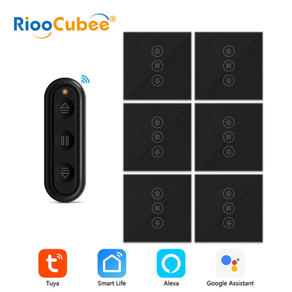 Tuya Smart Life Black Curtain Switch for Roller Shutter Percentage Timer Control by Google Home Alexa