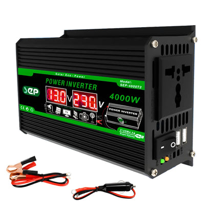 4000W Dual Digital LCD Display Solar Inverters DC 12V to AC 110V 220V Portable Power Bank Car Converter for Camping RV
