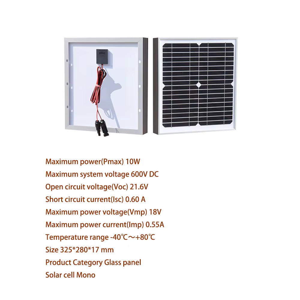 Rigid Glass Solar Panel Monocrystalline 10W 25W 50W 100W 200W Power Generation PV Panel Charge Paneles Solares