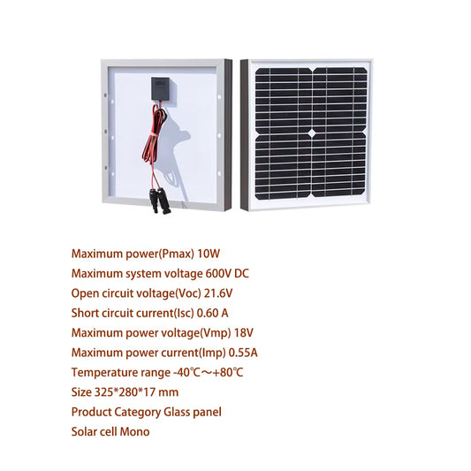 Rigid Glass Solar Panel Monocrystalline 10W 25W 50W 100W 200W Power Generation PV Panel Charge Paneles Solares
