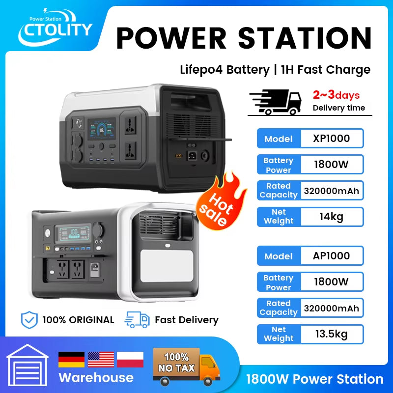 XP1000 Power Stations 1800W Lifepo4 Battery Camping Equipment UPS Function 1024Wh Estacion De Energiaa Portátil