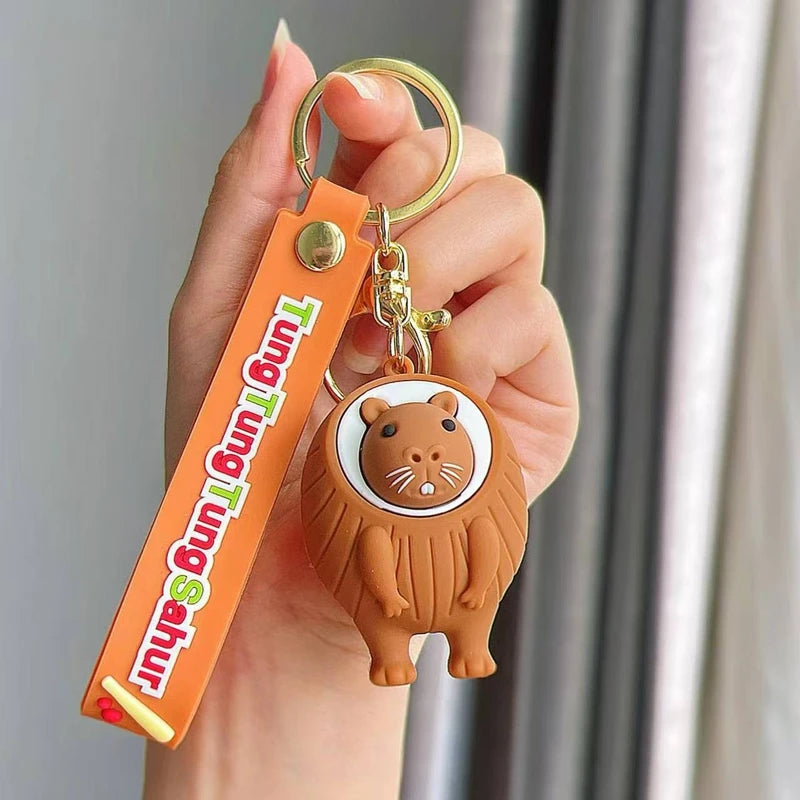 Tralalero Tralalas Keychain Italian Brainrot Tungtung Sahur Car Key Ring Figures Cappuccino Toy Keychains Bag Pendant Decor Gift