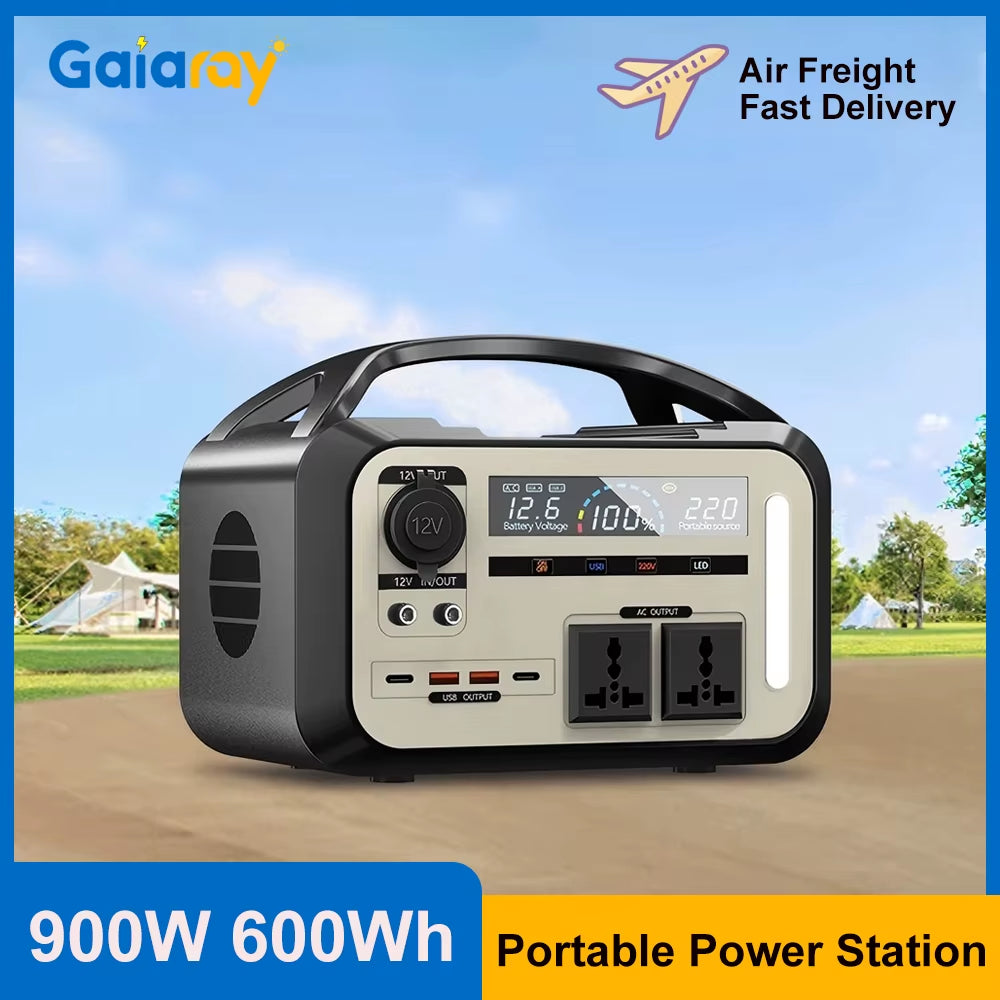 Portable Power Station 900W 600Wh Solar Generator AC 220V 110V Outdoor Power Plant Lifepo4 Charging Station for Camping
