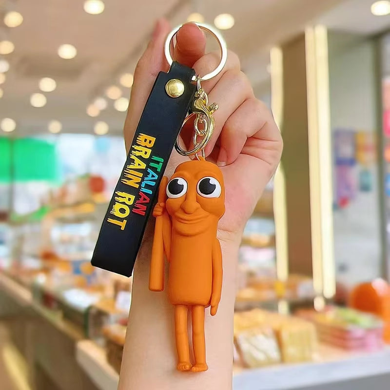 Tralalero Tralalas Keychain Italian Brainrot Tungtung Sahur Car Key Ring Figures Cappuccino Toy Keychains Bag Pendant Decor Gift