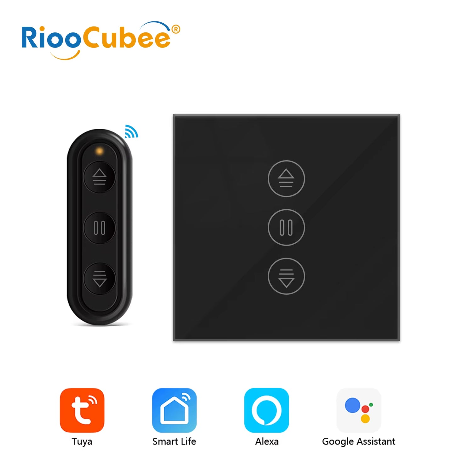 Tuya Smart Life Black Curtain Switch for Roller Shutter Percentage Timer Control by Google Home Alexa