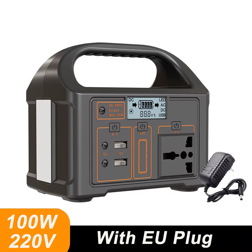 100W Portable Power Station 76.8Wh Lifepo4 Solar Generator 110V 220V Power Station 24000Mah Solar Power Bank for Outdoor Camping