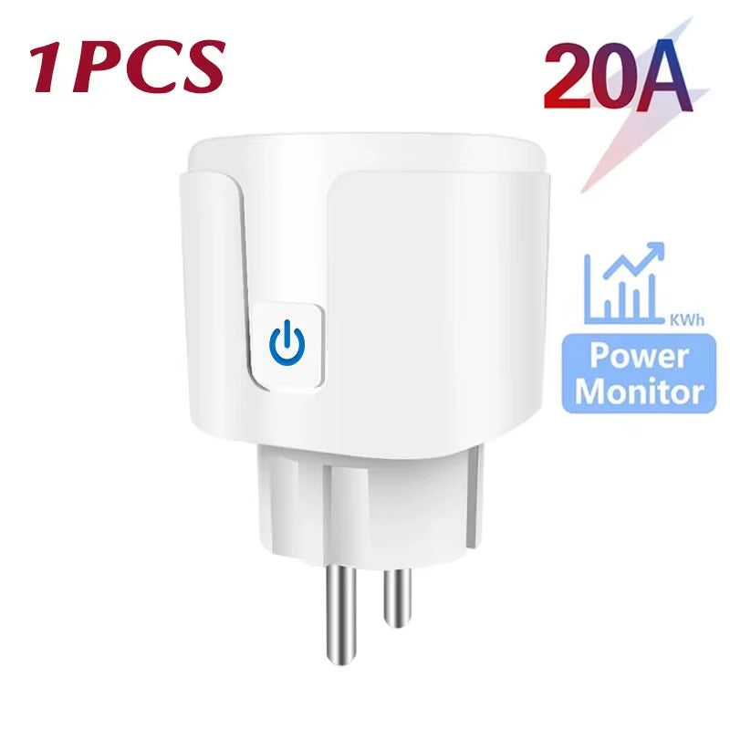 Smart EU Socket Wifi 20A EU Plug Outlet Remote Control Timer Power Monitor Support Voice Google Home Alexa