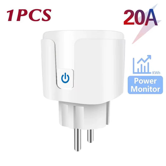 Smart EU Socket Wifi 20A EU Plug Outlet Remote Control Timer Power Monitor Support Voice Google Home Alexa