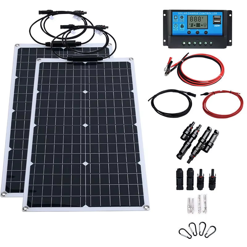 4000W Solar Panel with Power Inverter 12V-110V/220V Solar Panel Inverter Kit Home and Outdoor Camping Solar System