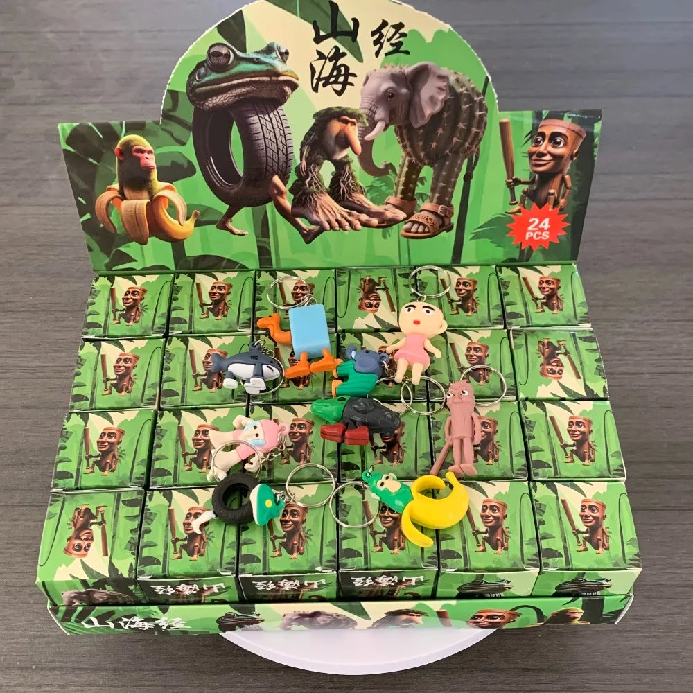 A 24PCS Italian Brainrot Blind Box Toy Tungtungtung Sahur Tralarero Tralala Bombardinocrocodilo Figures Key Chain Birthday Gift
