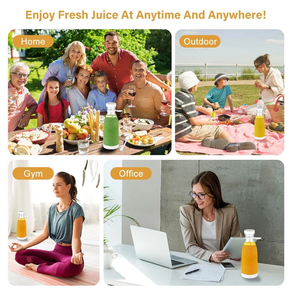 Portable Blender Personal Juicer Cup Mini USB Rechargeable Electric Fruit Smoothie Milkshake Shaker Mixer Machine 350ML (Pink)