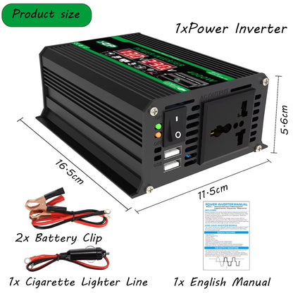4000W Dual Digital LCD Display Solar Inverters DC 12V to AC 110V 220V Portable Power Bank Car Converter for Camping RV