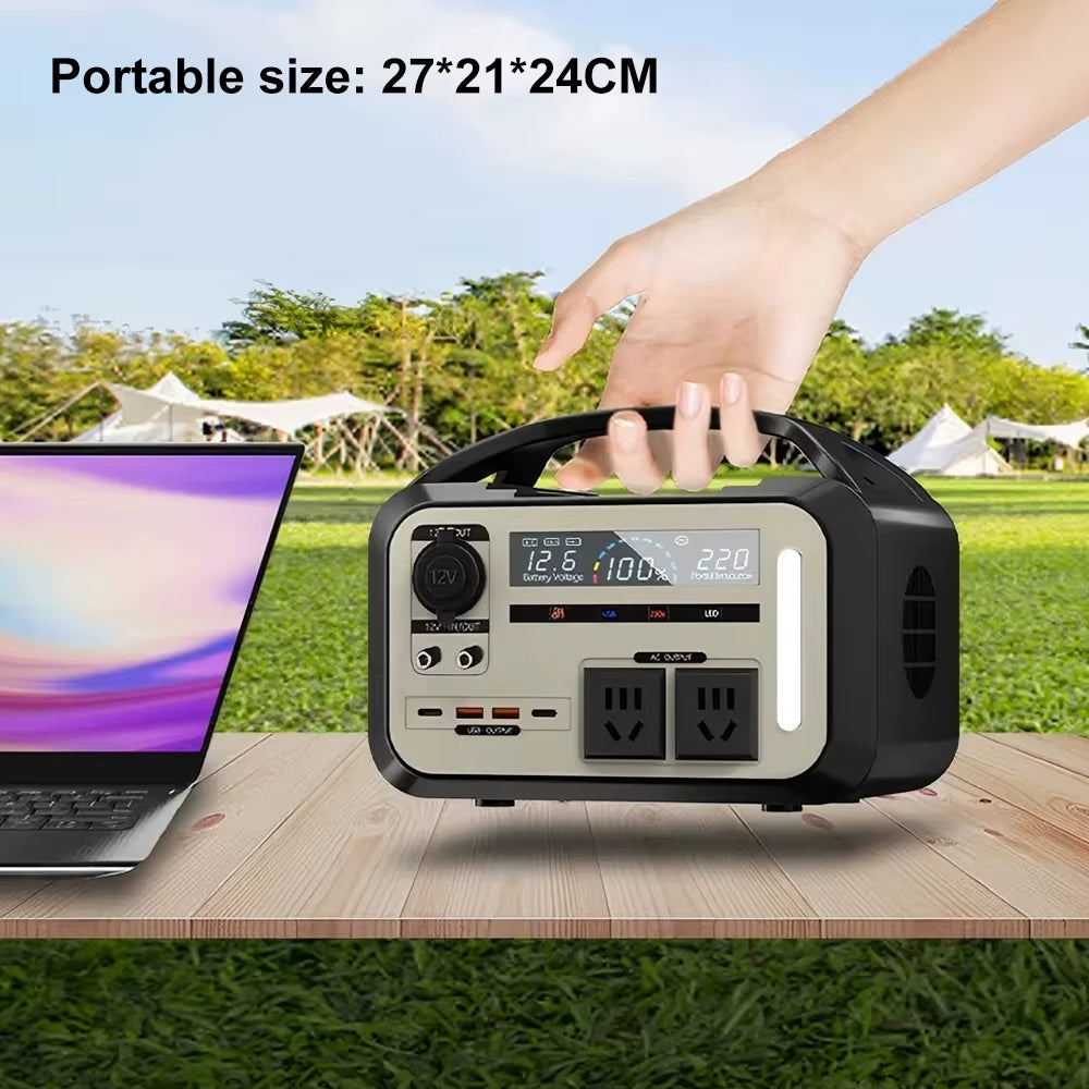 Portable Power Station 900W 600Wh Solar Generator AC 220V 110V Outdoor Power Plant Lifepo4 Charging Station for Camping