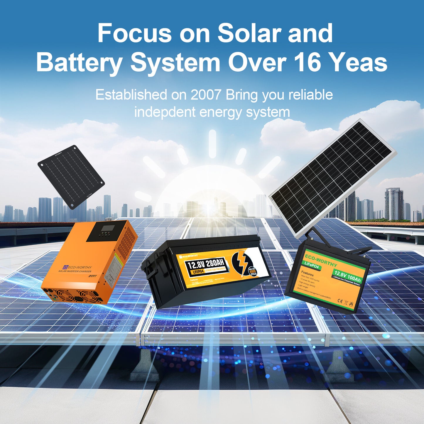 Kit De Panel Solar Y Soporte De Seguimiento ECO-WORTHY 200W 400W 800W 1000W Vatios