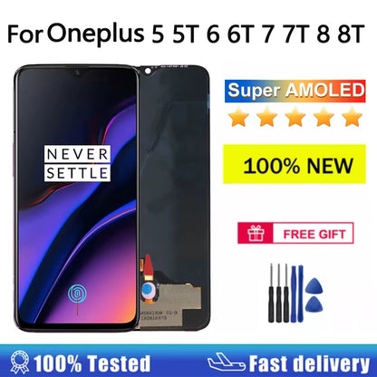 Super AMOLED Display for Oneplus 5 5T 6 6T 7 7T 8 8T 7Pro 8Pro 9 9R 9Pro 10Pro LCD Display Touch Screen LCD Panel Replacement