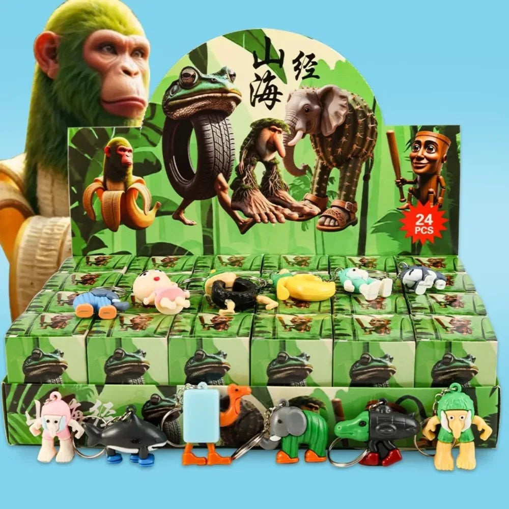 A 24PCS Italian Brainrot Blind Box Toy Tungtungtung Sahur Tralarero Tralala Bombardinocrocodilo Figures Key Chain Birthday Gift