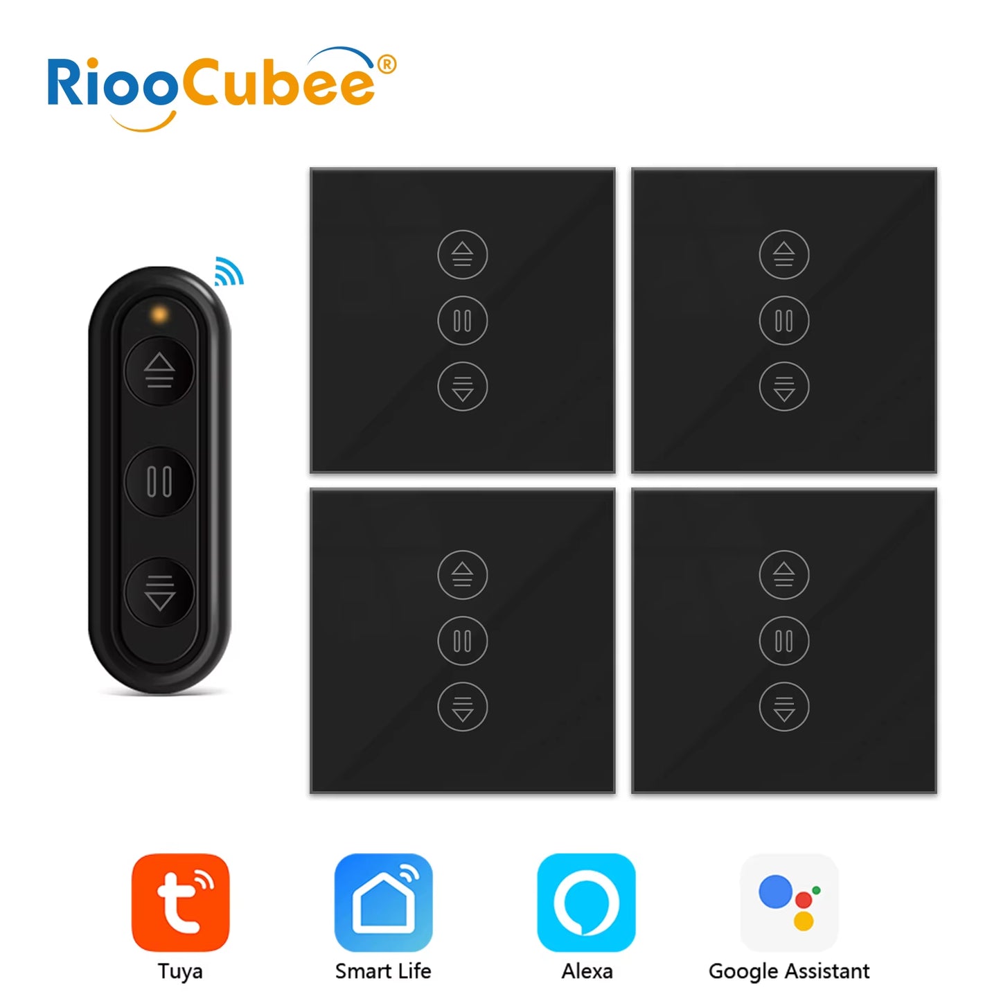 Tuya Smart Life Black Curtain Switch for Roller Shutter Percentage Timer Control by Google Home Alexa