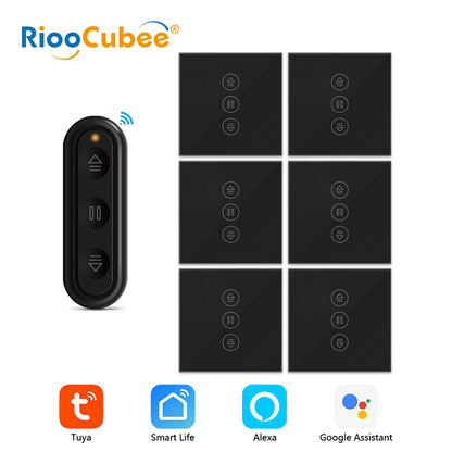 Tuya Smart Life Black Curtain Switch for Roller Shutter Percentage Timer Control by Google Home Alexa