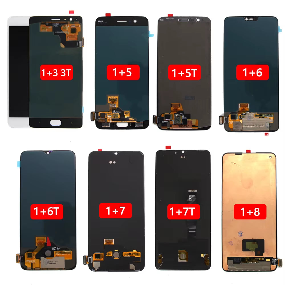 Super AMOLED Display for Oneplus 5 5T 6 6T 7 7T 8 8T 7Pro 8Pro 9 9R 9Pro 10Pro LCD Display Touch Screen LCD Panel Replacement