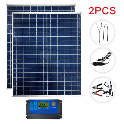 500W 1000W Solar Panel Kit Complete 12V Polycrystalline Power Portable Outdoor Rechargeable Solar Cell Solar Generator for Home