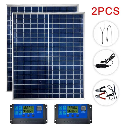 500W 1000W Solar Panel Kit Complete 12V Polycrystalline Power Portable Outdoor Rechargeable Solar Cell Solar Generator for Home