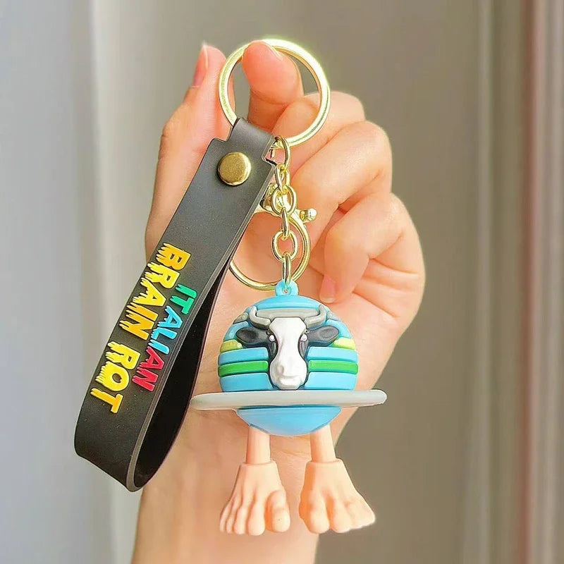 Tralalero Tralalas Keychain Italian Brainrot Tungtung Sahur Car Key Ring Figures Cappuccino Toy Keychains Bag Pendant Decor Gift