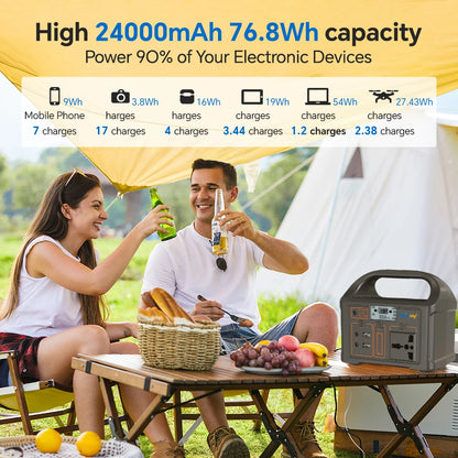 100W Portable Power Station 110V 220V Outdoor Solar Generator 76.8Wh Lifepo4 Battery Charging Station LED for Camping