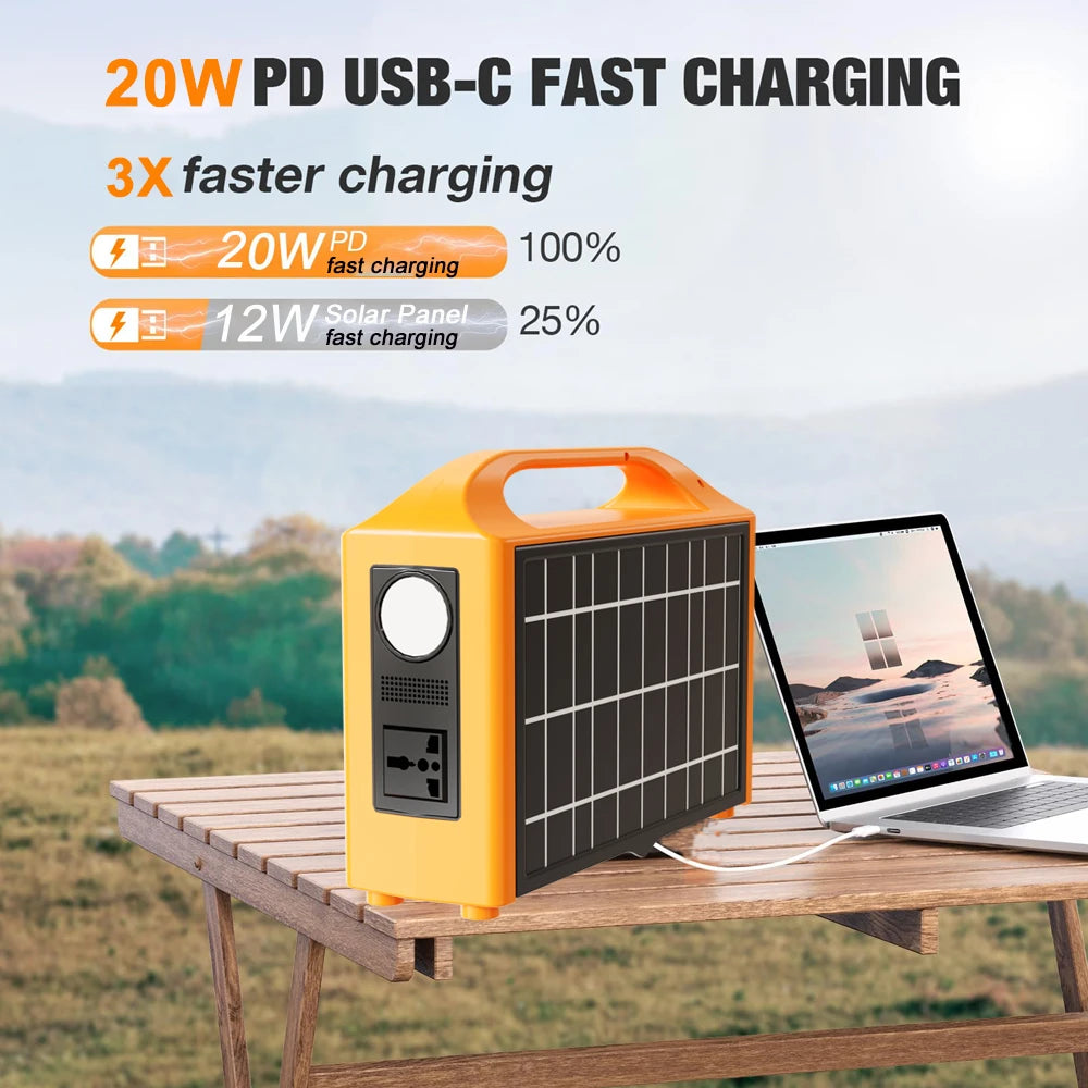 100W Portable Power Station 110V 220V Solar Generator UPS Mobile Power Station Power Bank 24000Mah with Solar Panel for Camping