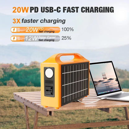 100W Portable Power Station 110V 220V Solar Generator UPS Mobile Power Station Power Bank 24000Mah with Solar Panel for Camping