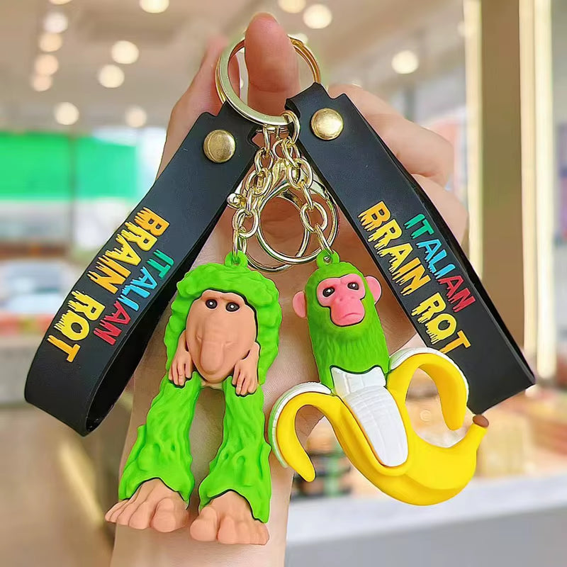 Tralalero Tralalas Keychain Italian Brainrot Tungtung Sahur Car Key Ring Figures Cappuccino Toy Keychains Bag Pendant Decor Gift