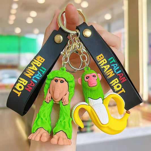 Tralalero Tralalas Keychain Italian Brainrot Tungtung Sahur Car Key Ring Figures Cappuccino Toy Keychains Bag Pendant Decor Gift