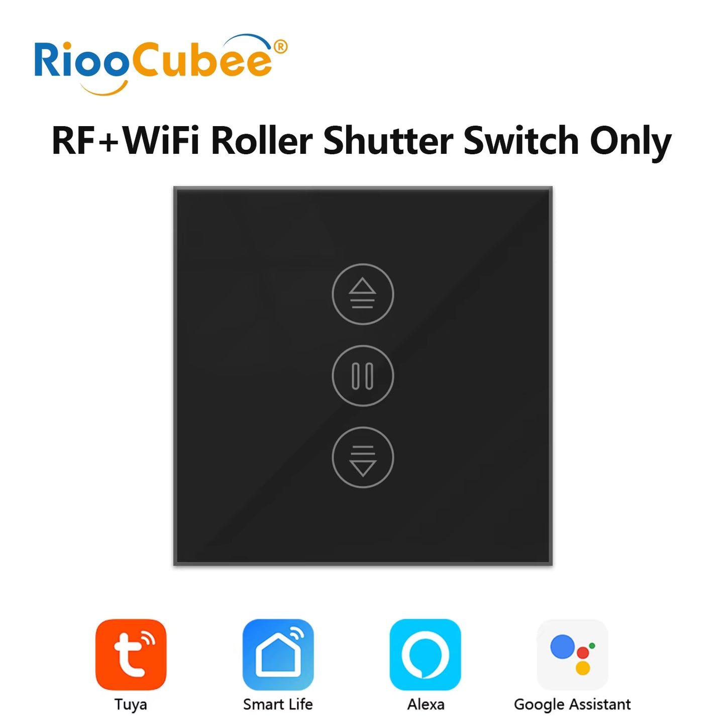 Tuya Smart Life Black Curtain Switch for Roller Shutter Percentage Timer Control by Google Home Alexa