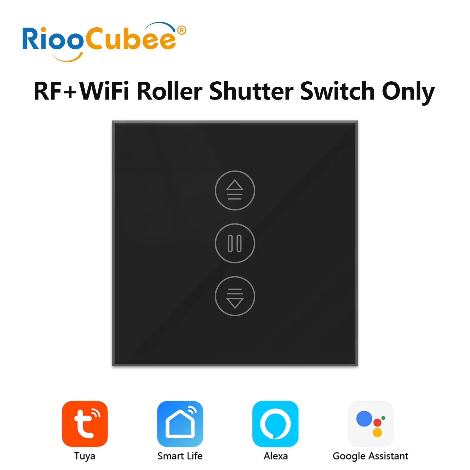 Tuya Smart Life Black Curtain Switch for Roller Shutter Percentage Timer Control by Google Home Alexa