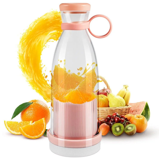 Portable Blender Personal Juicer Cup Mini USB Rechargeable Electric Fruit Smoothie Milkshake Shaker Mixer Machine 350ML (Pink)