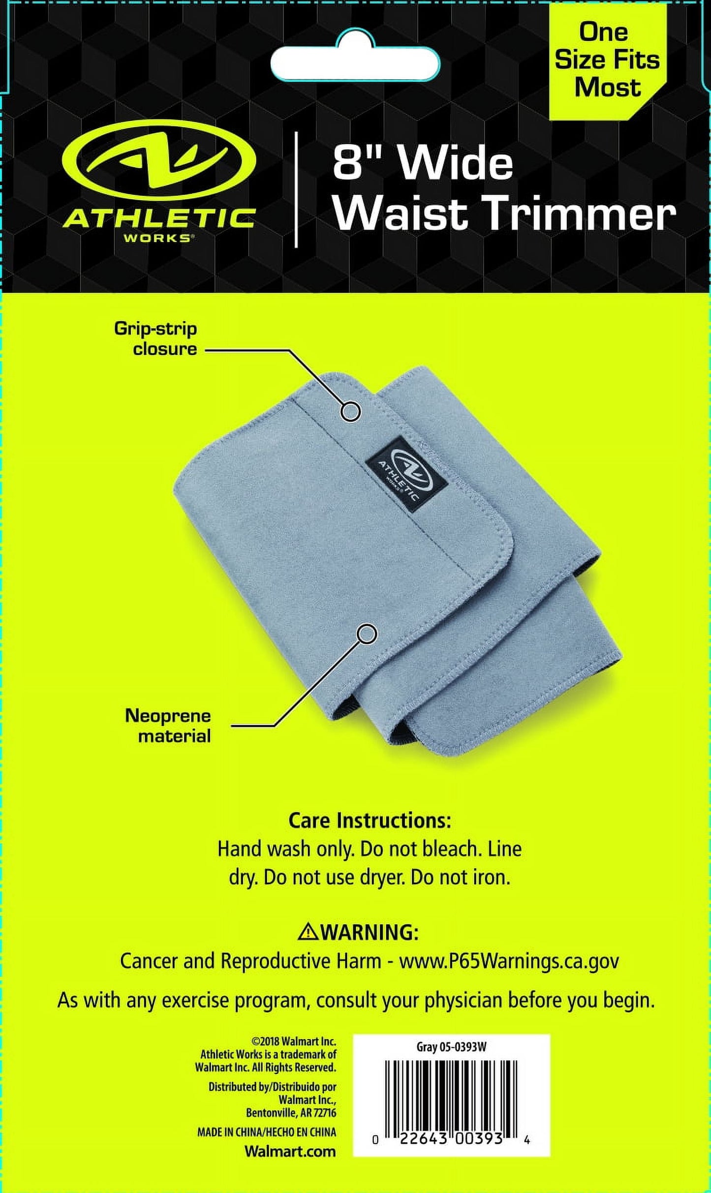 8" Waist Trimmer Belt with Antimicrobial Protection, Gray