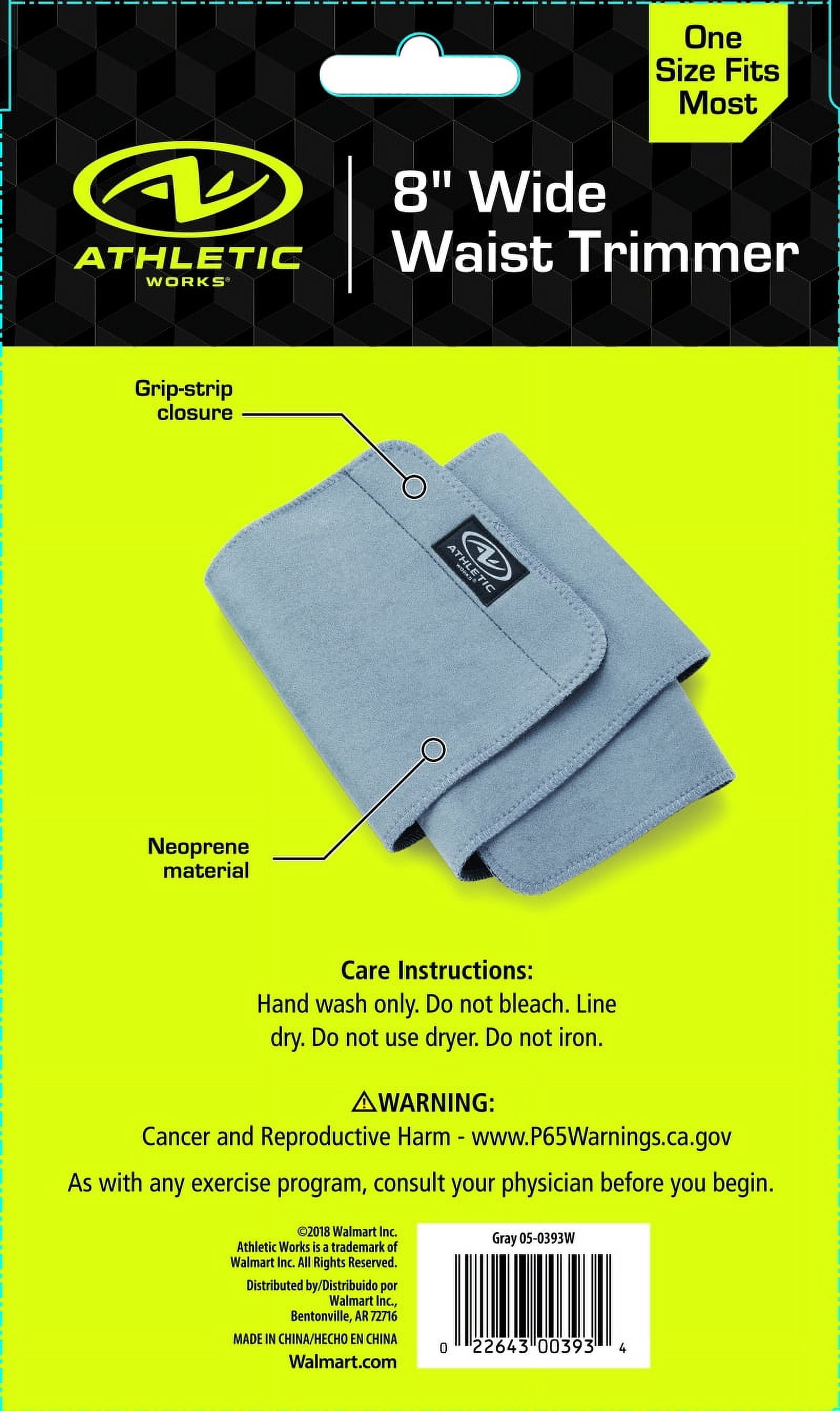 8" Waist Trimmer Belt with Antimicrobial Protection, Gray