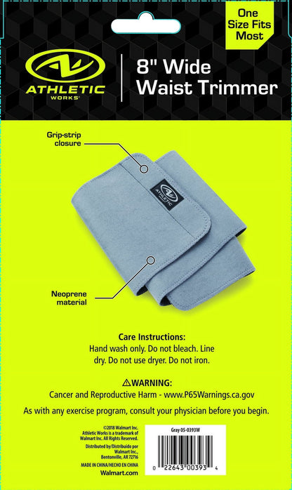 8" Waist Trimmer Belt with Antimicrobial Protection, Gray