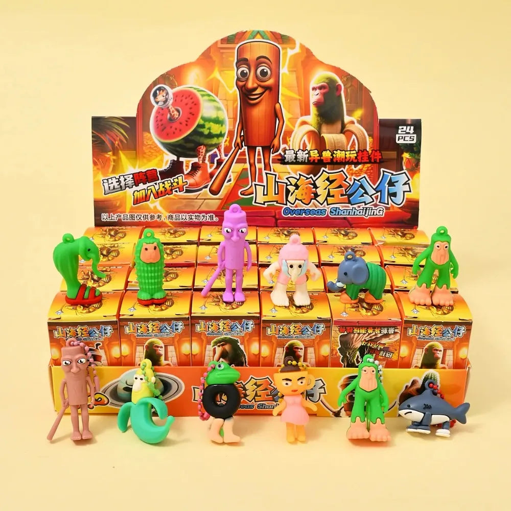 A 24PCS Italian Brainrot Blind Box Toy Tungtungtung Sahur Tralarero Tralala Bombardinocrocodilo Figures Key Chain Birthday Gift