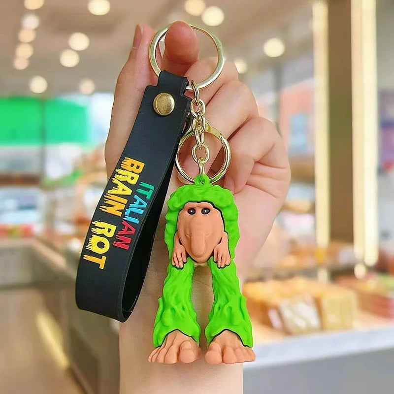 Tralalero Tralalas Keychain Italian Brainrot Tungtung Sahur Car Key Ring Figures Cappuccino Toy Keychains Bag Pendant Decor Gift