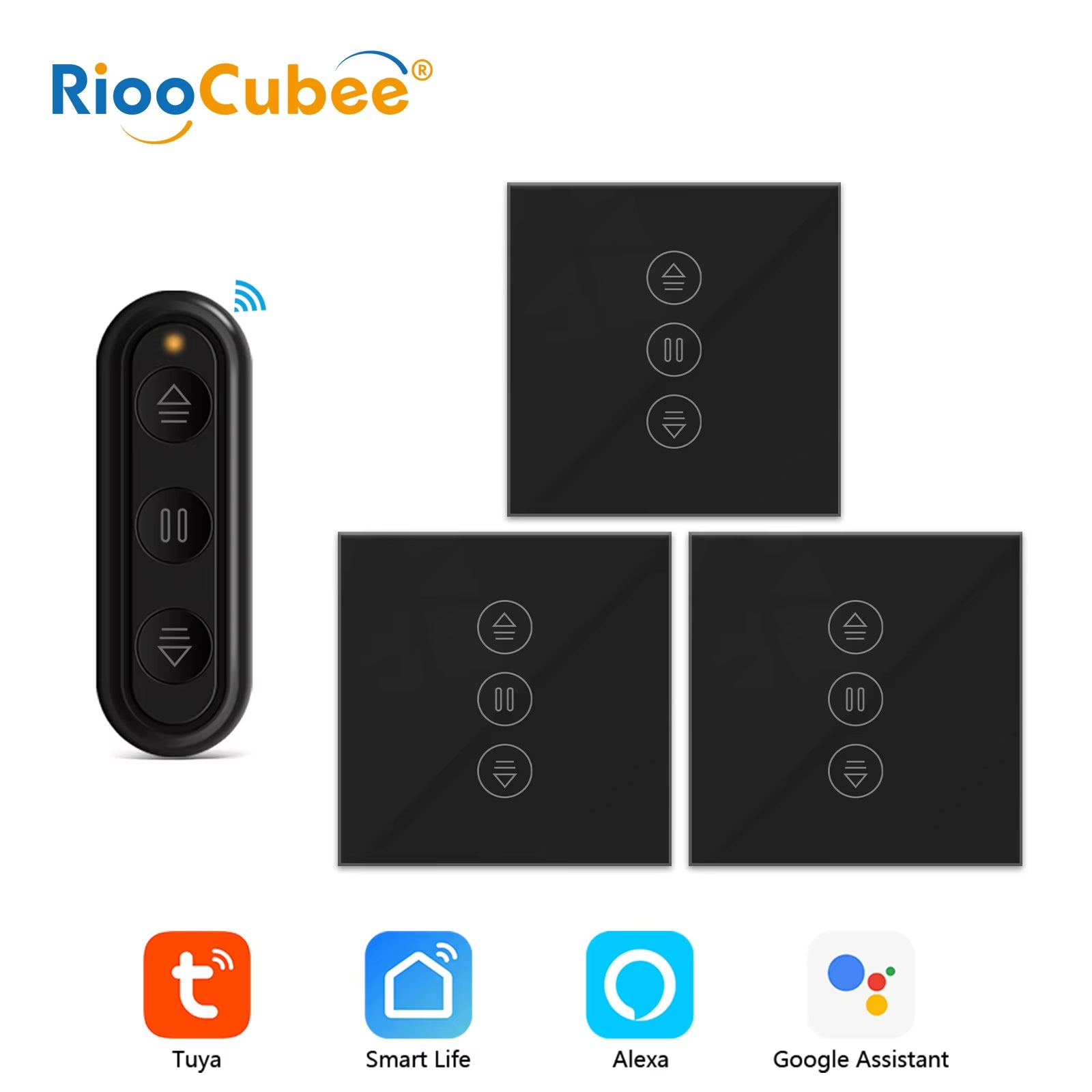 Tuya Smart Life Black Curtain Switch for Roller Shutter Percentage Timer Control by Google Home Alexa