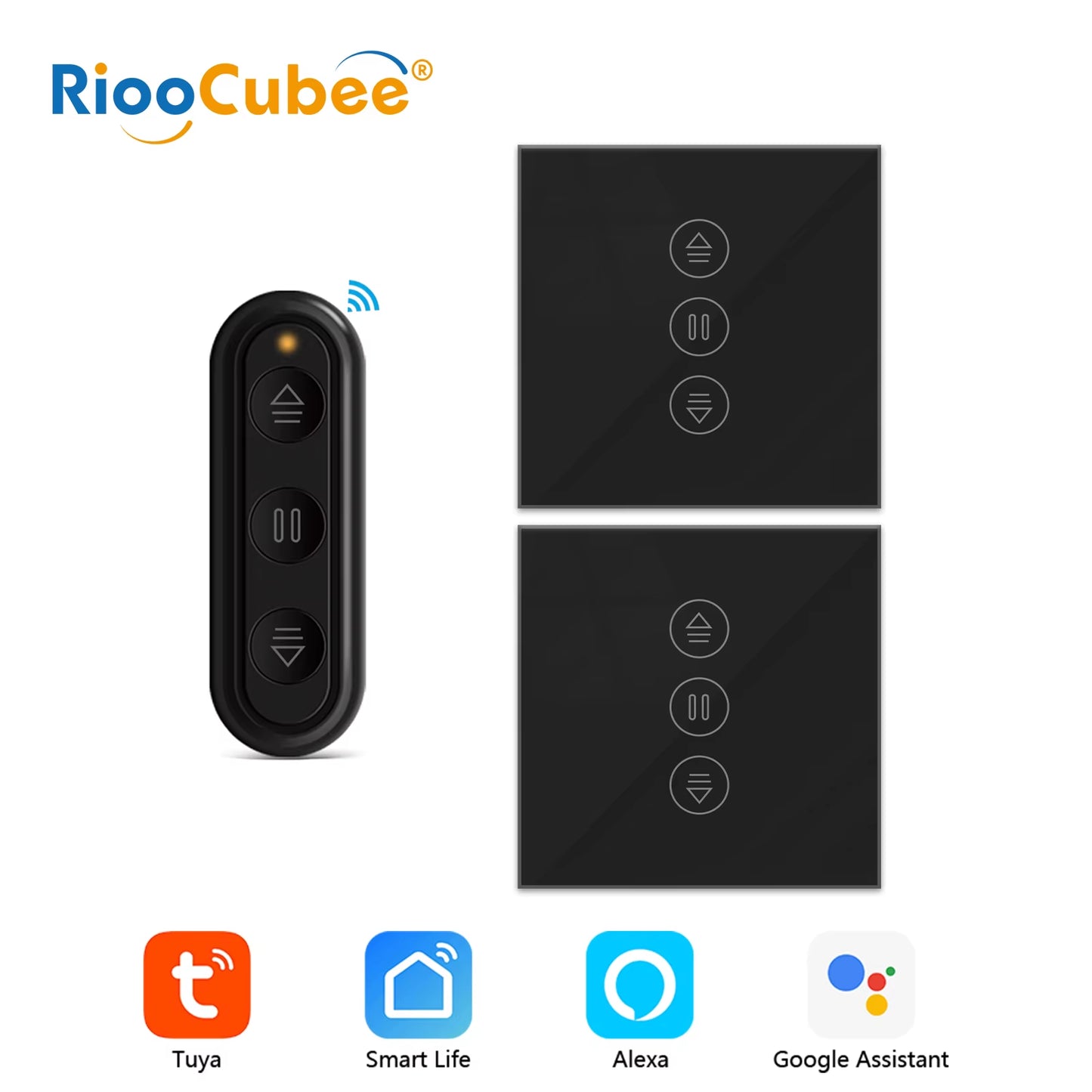 Tuya Smart Life Black Curtain Switch for Roller Shutter Percentage Timer Control by Google Home Alexa