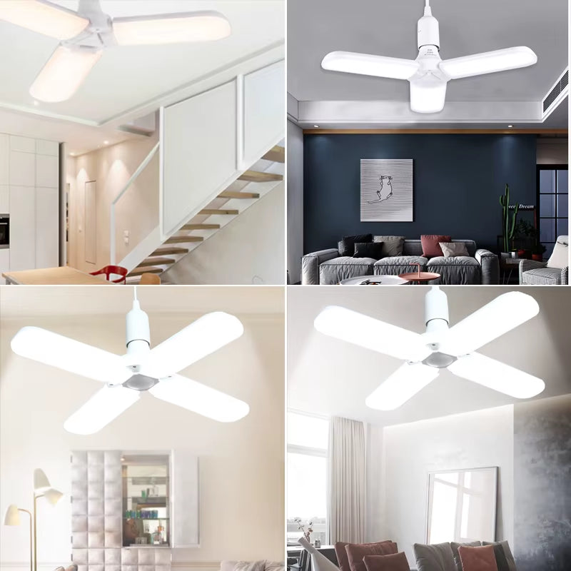 Led Bulb E27 Led Lamp for Home 220V 30W 45W 60W 80W Foldable Fan Lampara 6500K Light Bulbs for House Living Room Garage Lighting