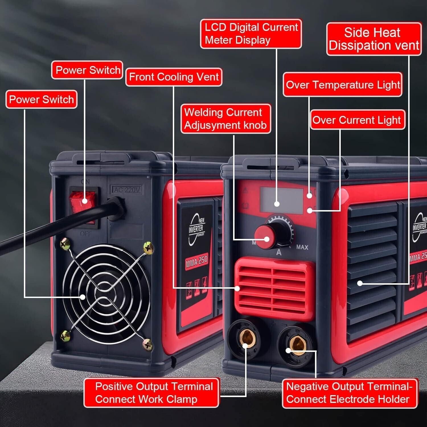 Soldadora Electrica Portatil Inversor 250A 110V / Maquina De Soldar MMA ARC